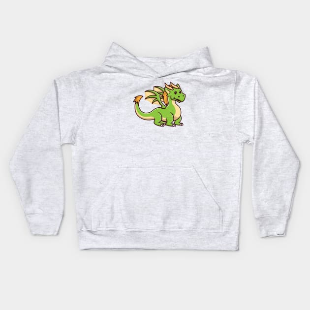 Cute Teenager Green Dragon Cartoon Kids Hoodie by Catalyst Labs